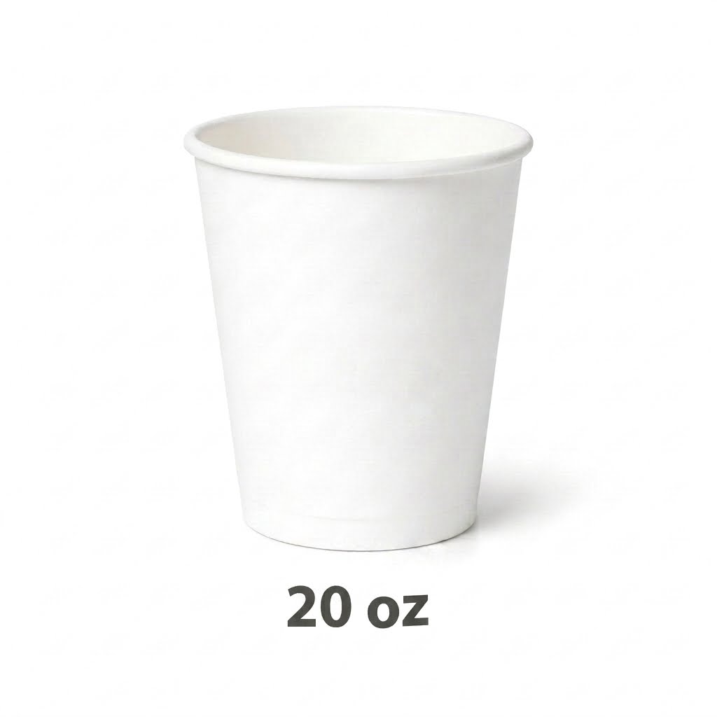 20 oz White Paper Cups – Case of 500