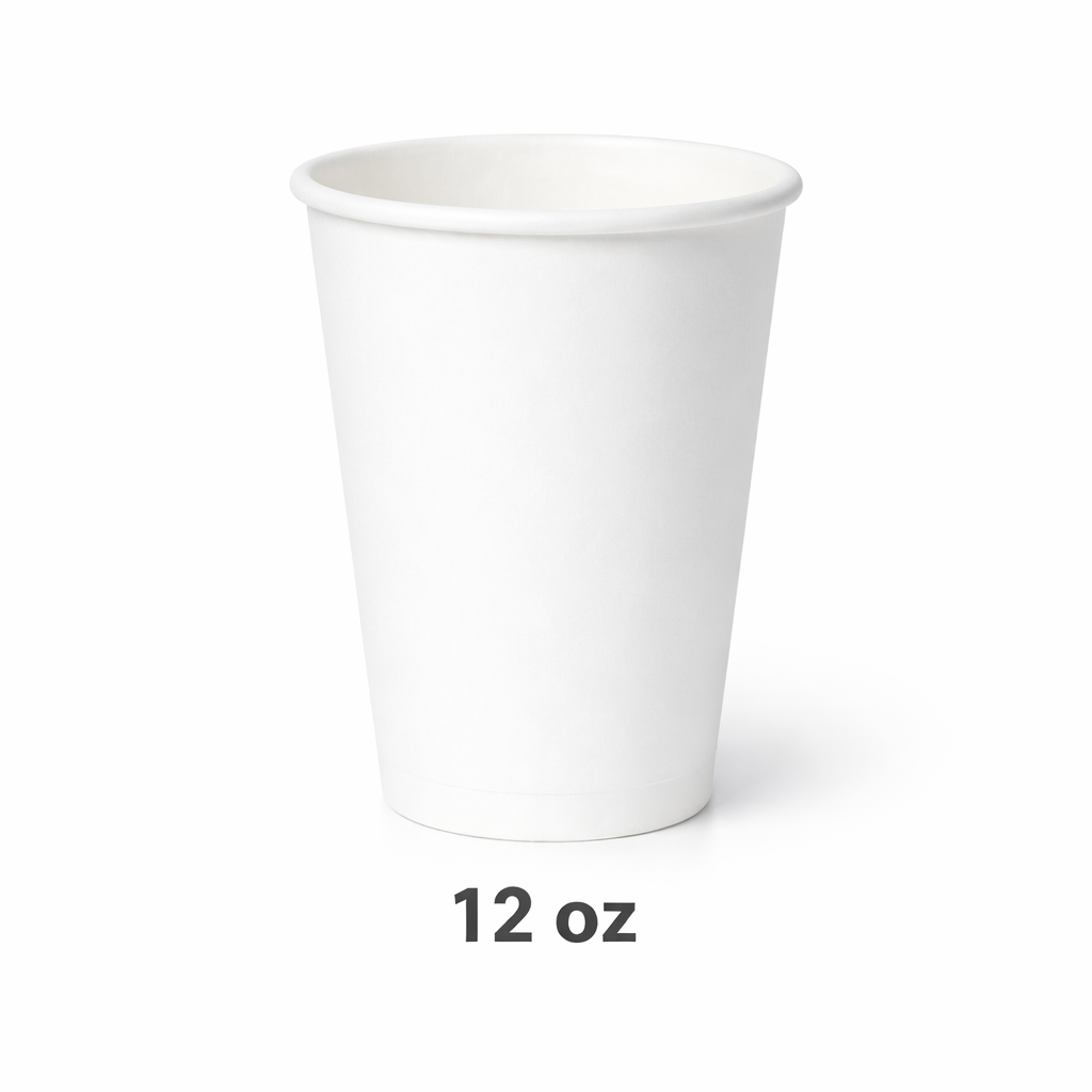 12 oz White Paper Cups – Case of 1,000