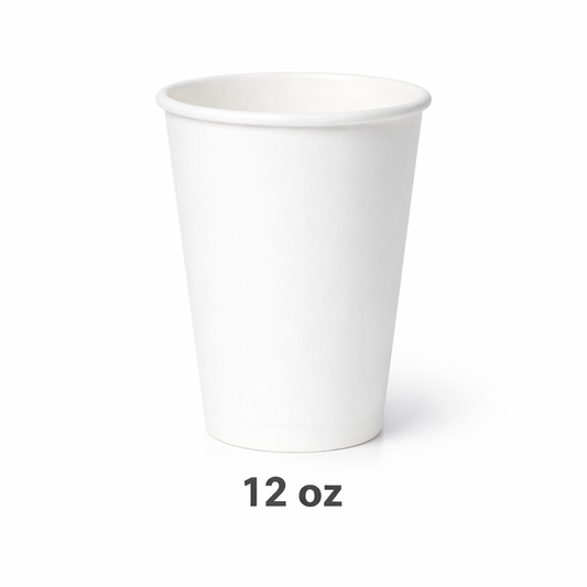 12 oz White Paper Cups – Case of 1,000